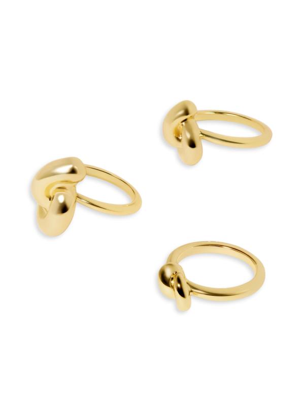 #3: طقم خواتم Knot من 3 قطع مطلية بالذهب عيار 10 قيراط - أصفر + ذهبي