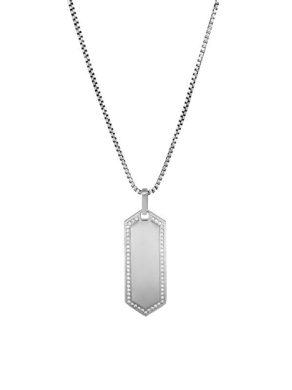 Tateossian x Lamborghini Hex Titanium-Enamel 
Diamond 0.43 TCW Necklace