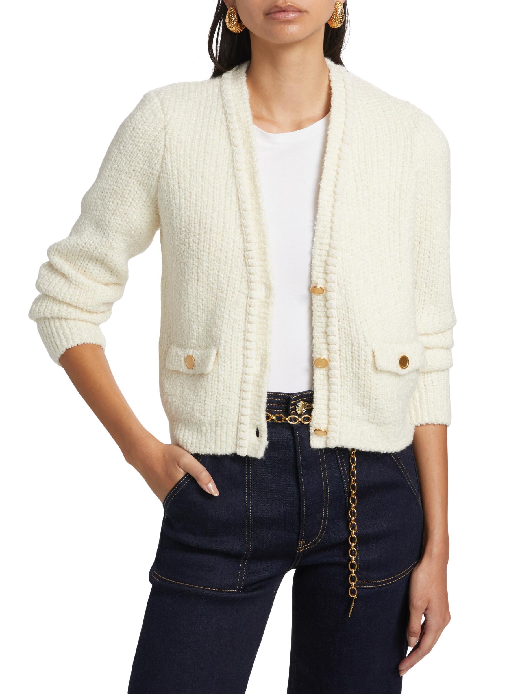 Shop FRAME - Double Pocket Crop Cardigan | Saks Fifth Avenue