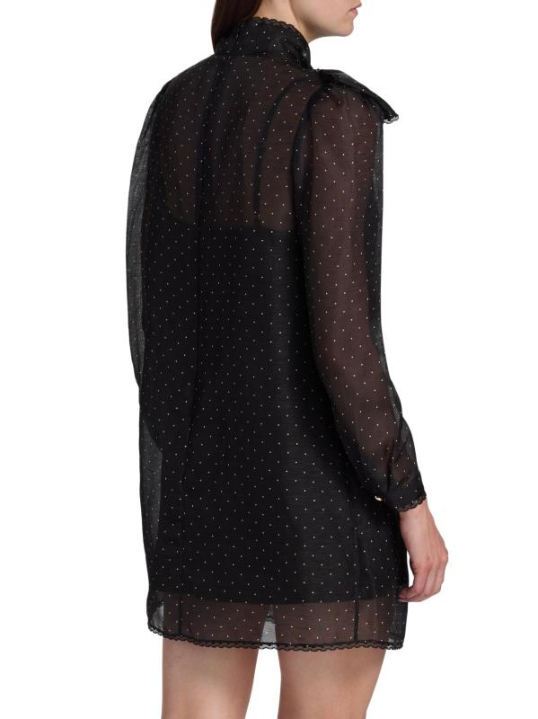 #4: فستان دريم بولكا دوت قصير بياقة مستديرة - نقطة سوداء