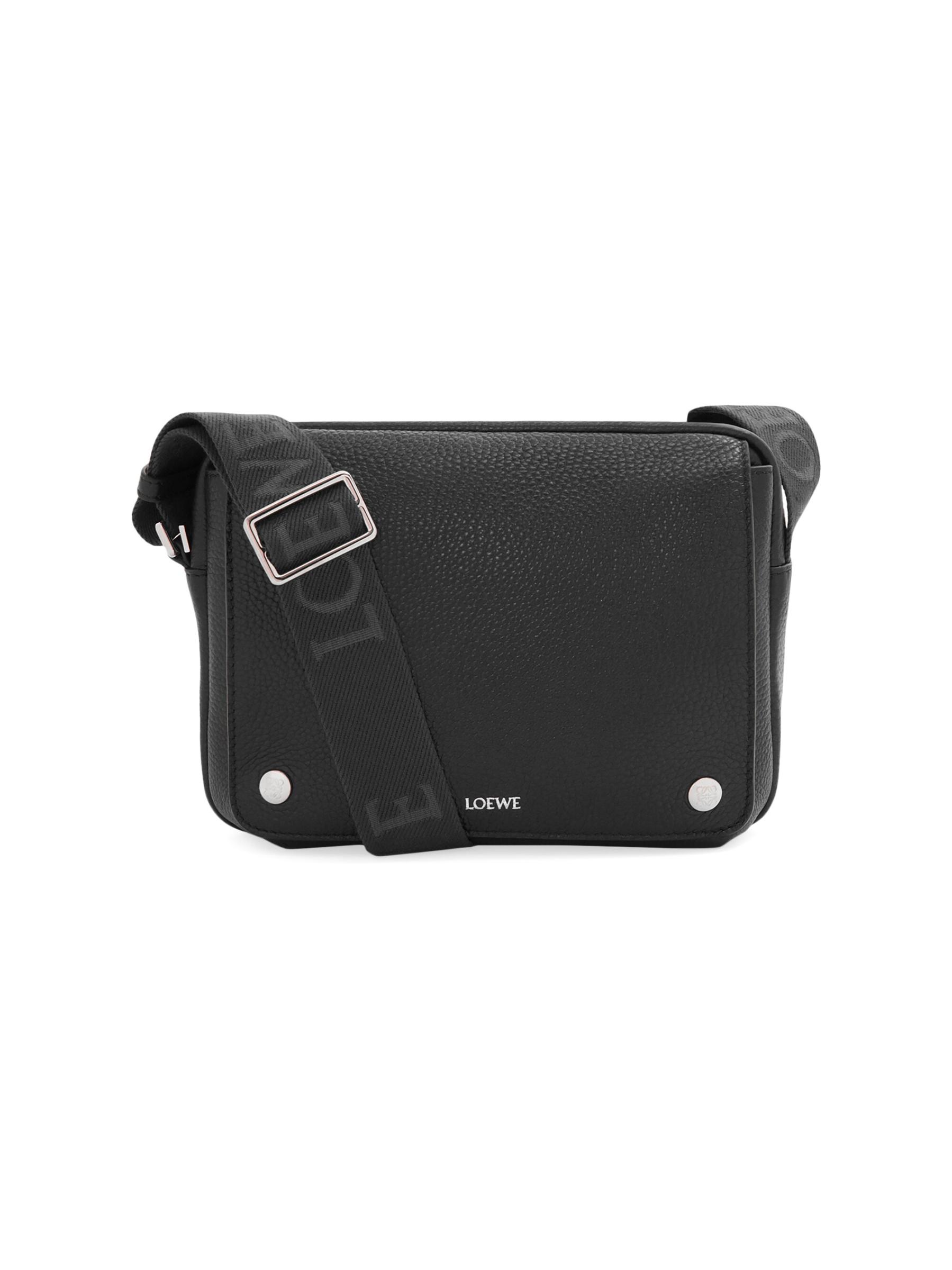 ショルダーバッグ LOEWE SMALL BLACK MESSENGER BAG PEBBLE Small Pebble messenger bag in supple grained calfskin Black