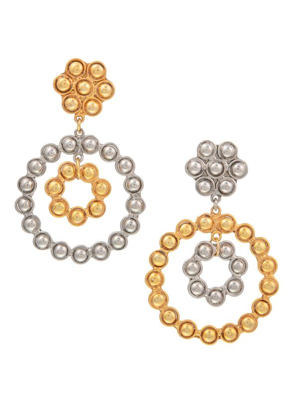 أقراط متدلية مطلية بالذهب عيار 22 قيراط وفضية اللون من Flower Candies