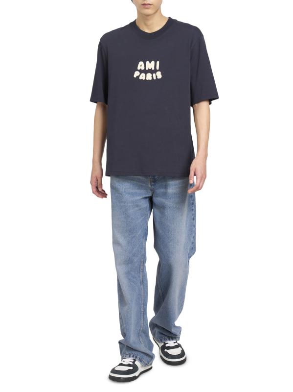 国内直営【AMI PARIS】コットン Tシャツ AMI Paris - ロゴ入りコットンクルーネックTシャツ をオンライン
