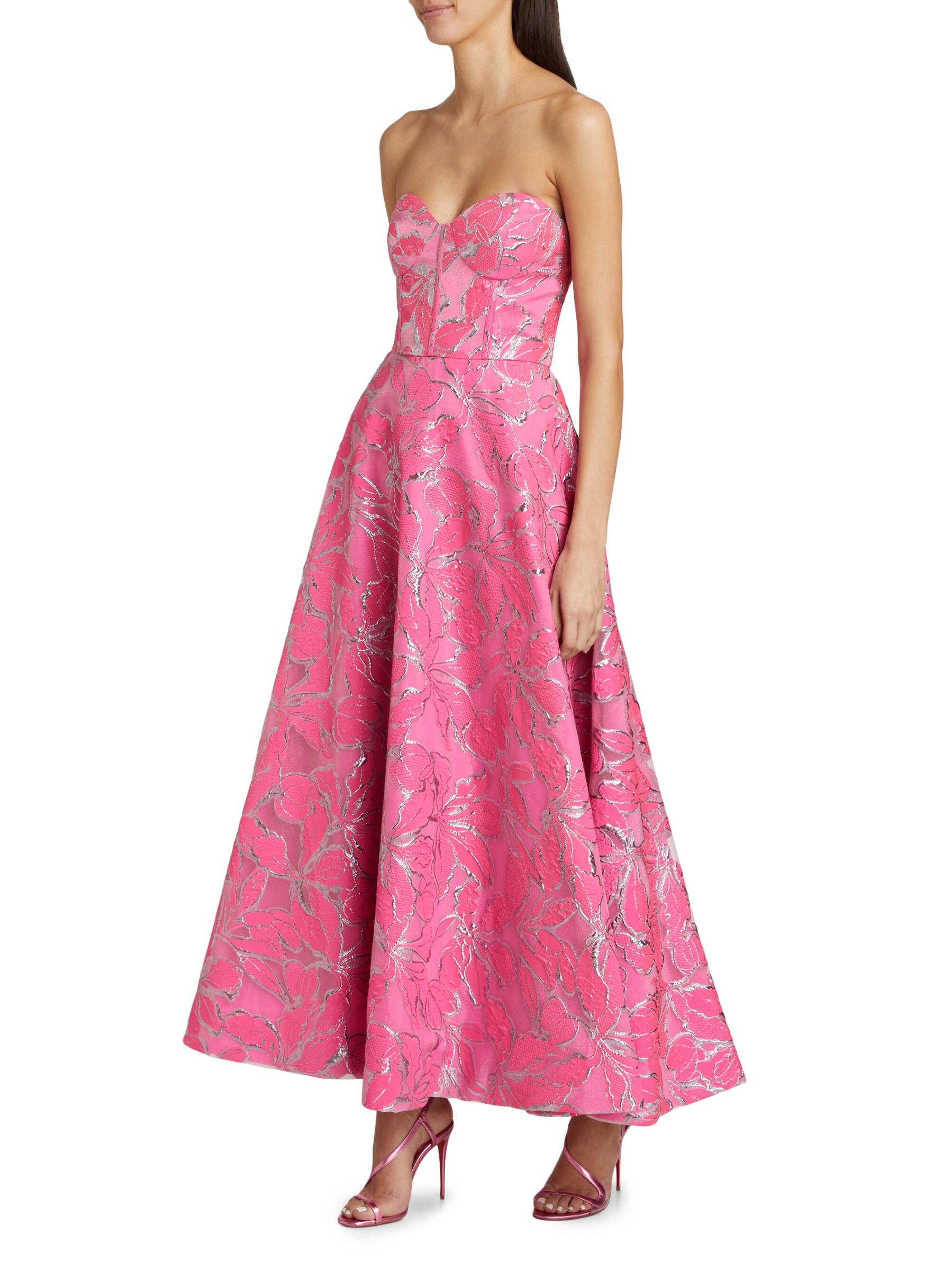 Amelia Floral Strapless Corset Maxi Dress
