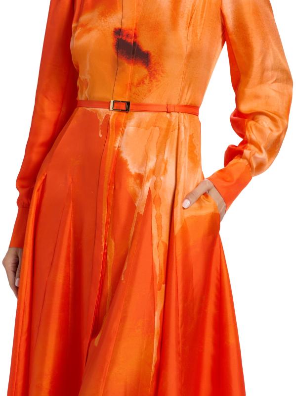 #5: قميص مزين بطيات من الحرير بألوان مائية - طباشير البابايا متعددة