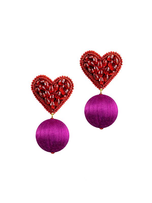 #1: أقراط لويزا المطلية بالذهب عيار 18 قيراطًا والخيوط القطنية من Artisan Heritage - أحمر التوت