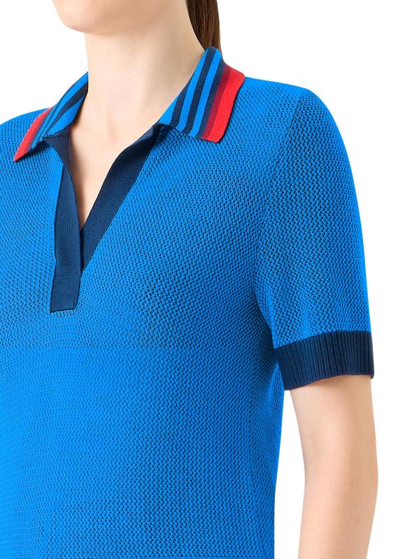 #5: بلوزة بولو من الصوف المقلّم - أزرق كوبالت متعدد