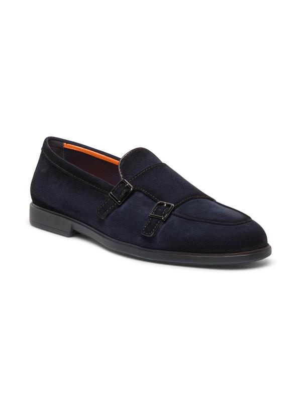 希少【Santoni】スエード ダブルバックルドライビングローファー Santoni - マリブ・ダブルバックル・スエード・ローファー を