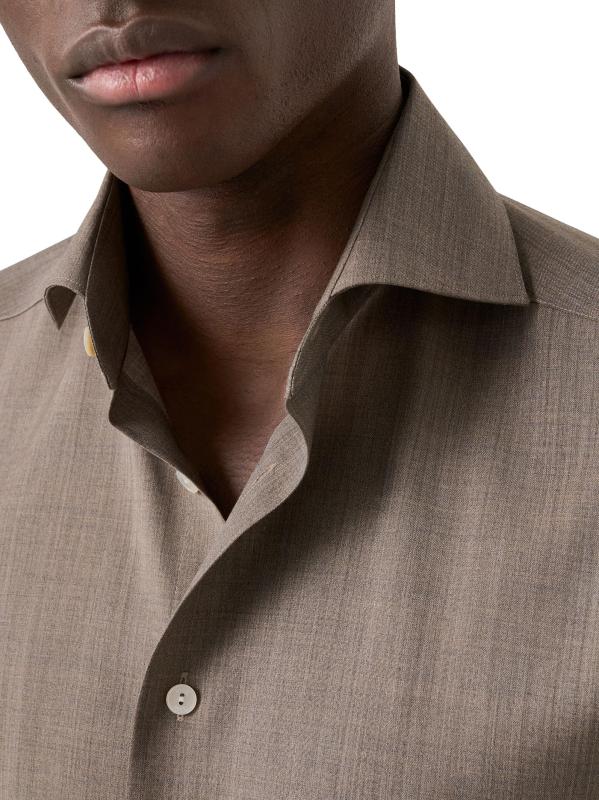 #5: قميص سوليد من صوف ميرينو بقصة ضيقة - بيج