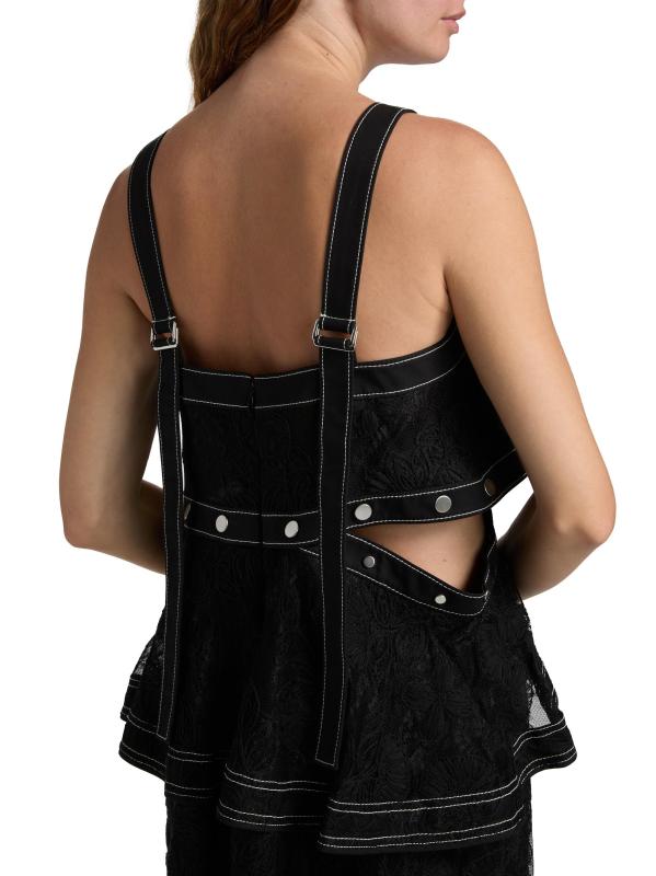 #5: فستان متوسط الطول من الدانتيل بنقشة الزهور - أسود