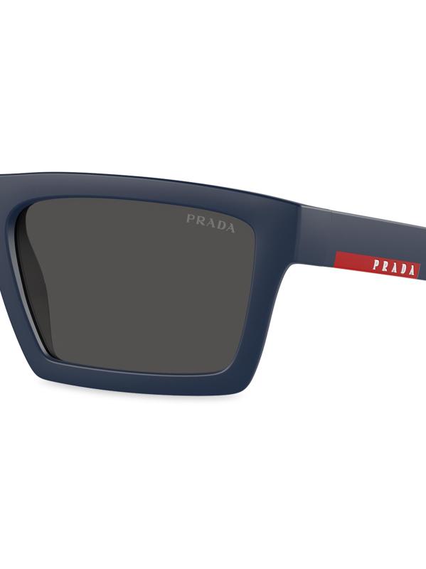 #3: نظارات شمسية مستطيلة 55 ملم - دخان أزرق غير لامع