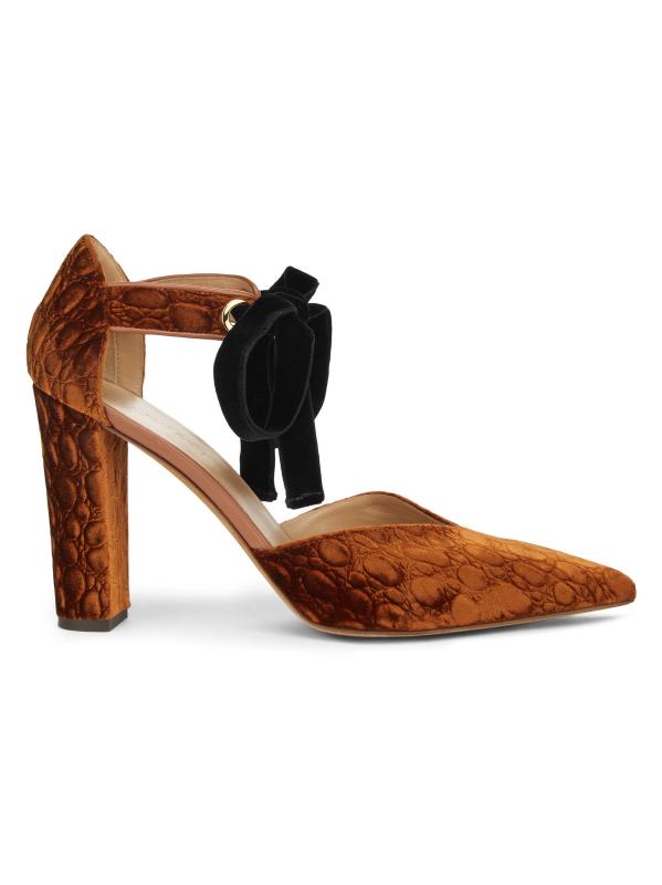 #1: Corinna 85MM Bow Textured Pumps - RUST COPPER