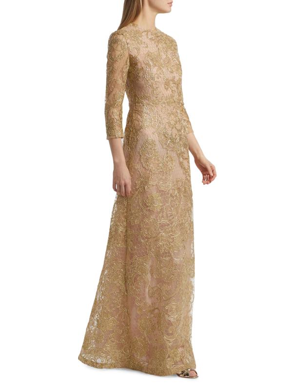 #7: فستان على شكل حرف A مطرز بالمعدن - الذهب