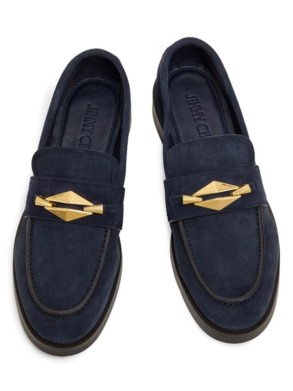 Shop Jimmy Choo - Maddie Diamond Suede Loafers | Saks Fifth