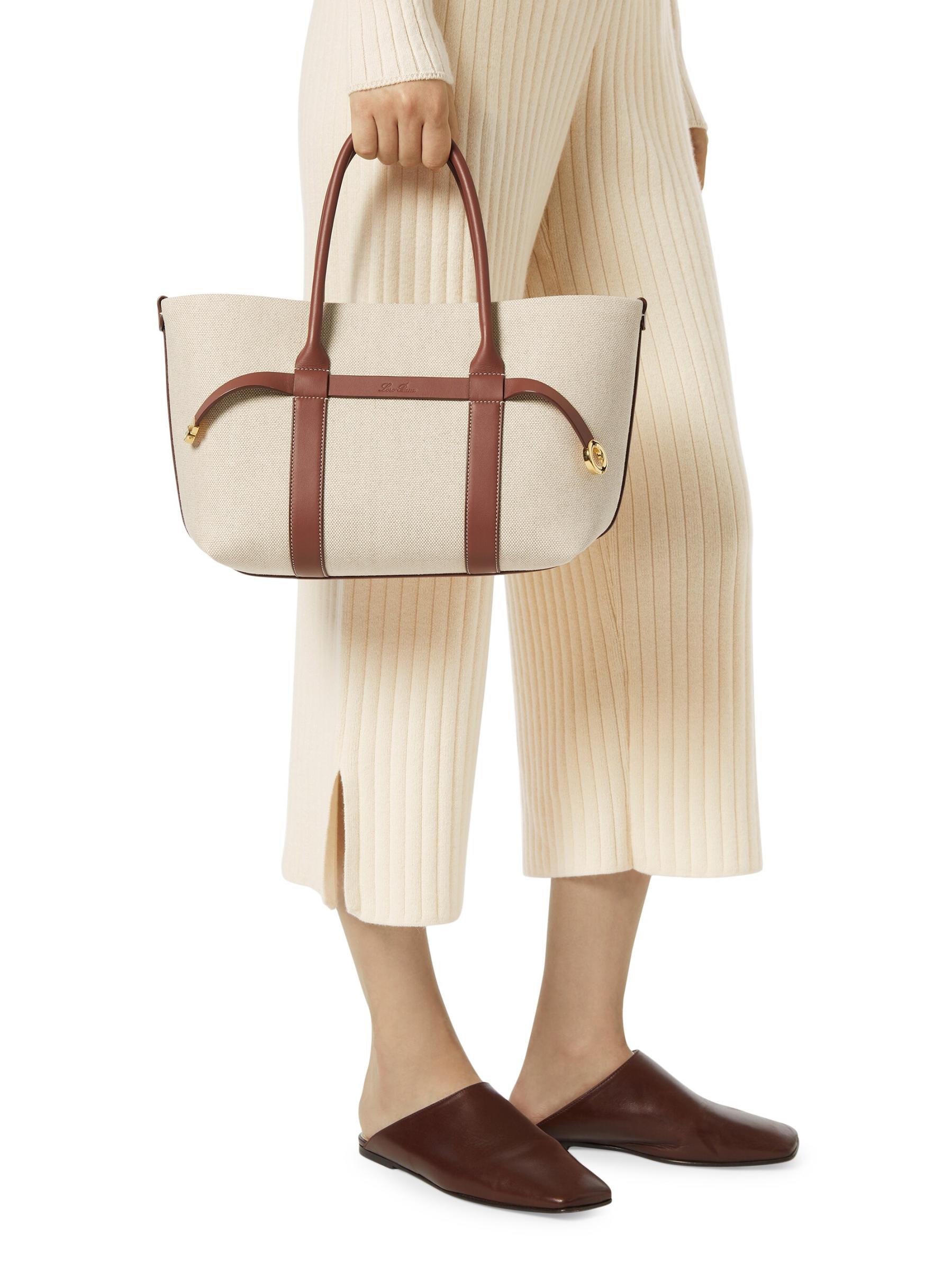 Loro Piana - スモール ギエラ キャンバス & レザー ショッパー