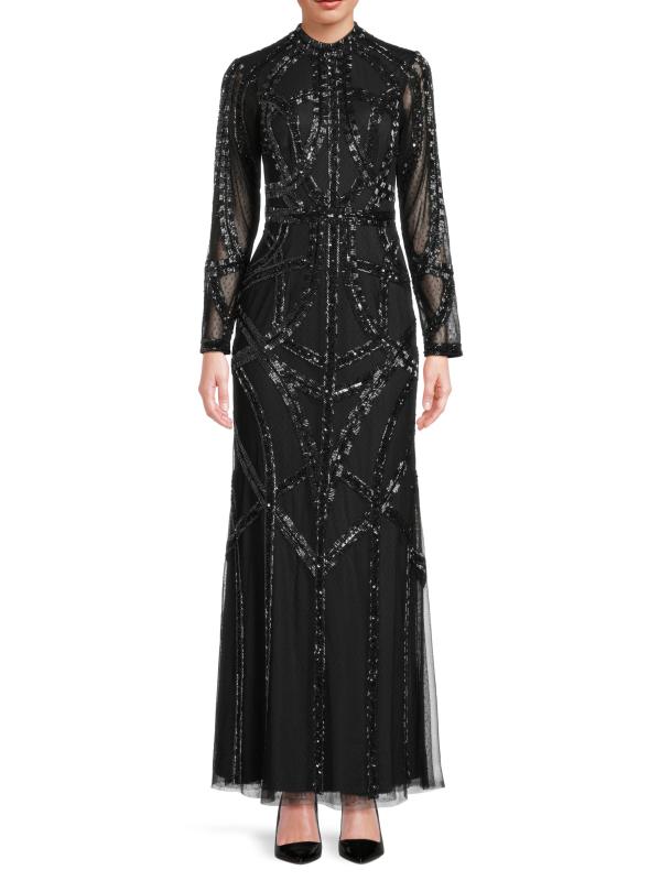 #2: فستان شبكي مطرز - أسود