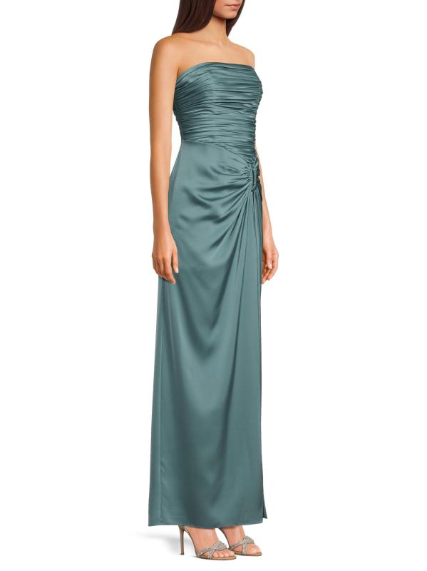 #3: فستان عامودي من الساتان على شكل حرف O بدون حمالات - كول منت