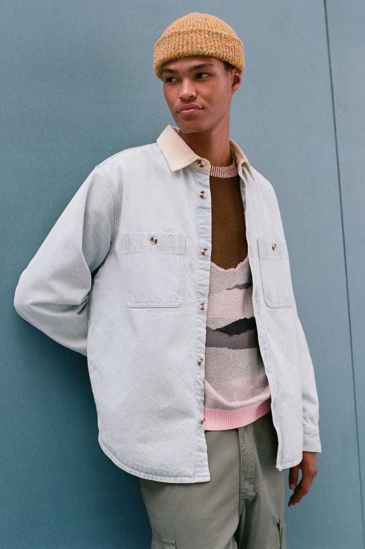 lined denim shirt jacket mens