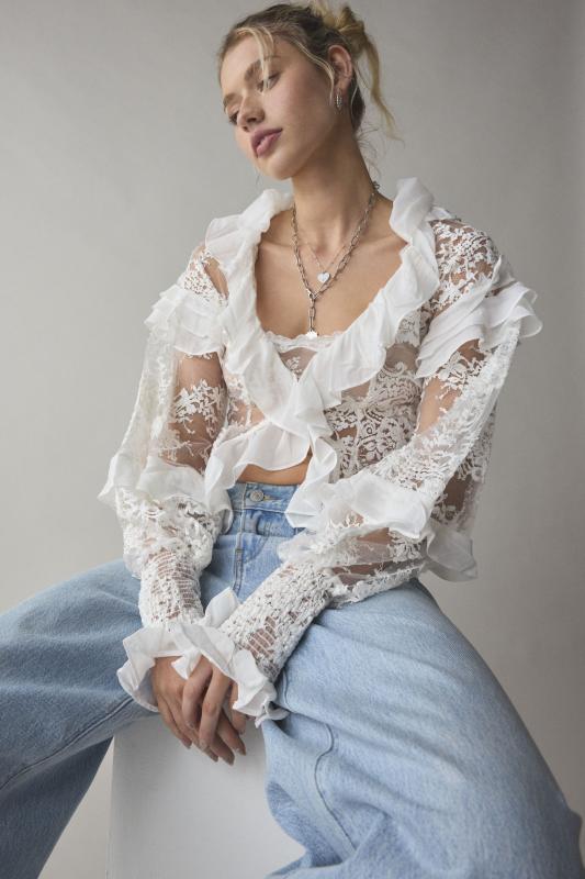 For love & lemons ホワイトレースハイロースリップドレス For love & lemons ホワイトレースハイロースリップドレス