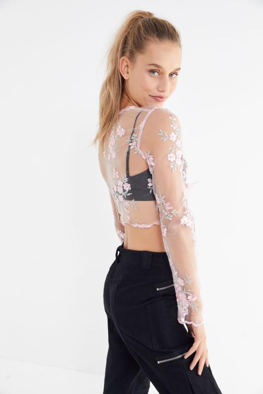 Lioness barbarossa sheer floral cropped top Outlet