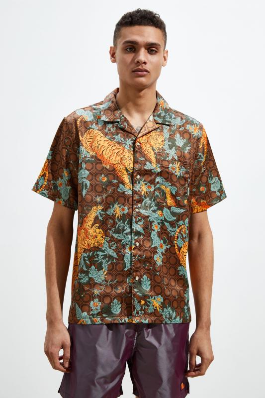 Satin button down shirt short sleeve Clearance
