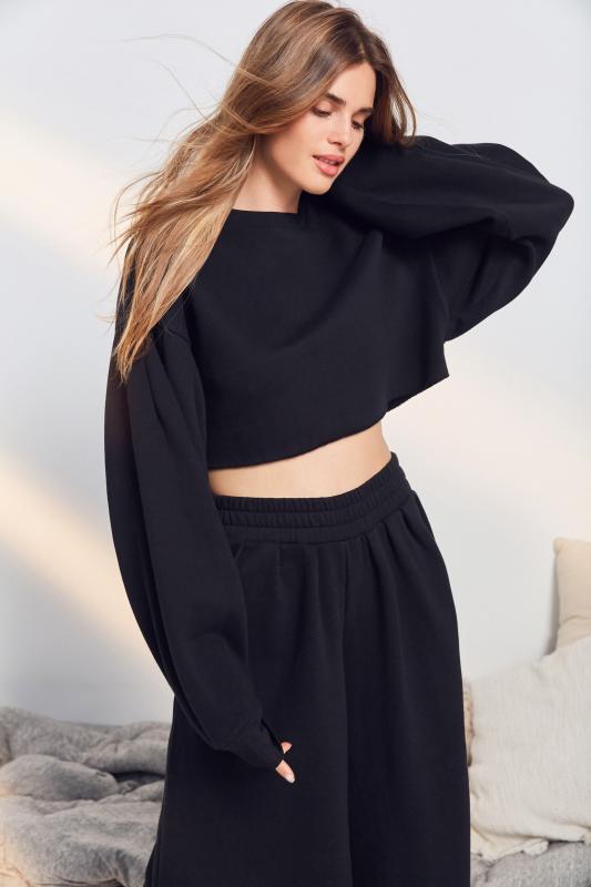 black puff sleeve sweatshirt