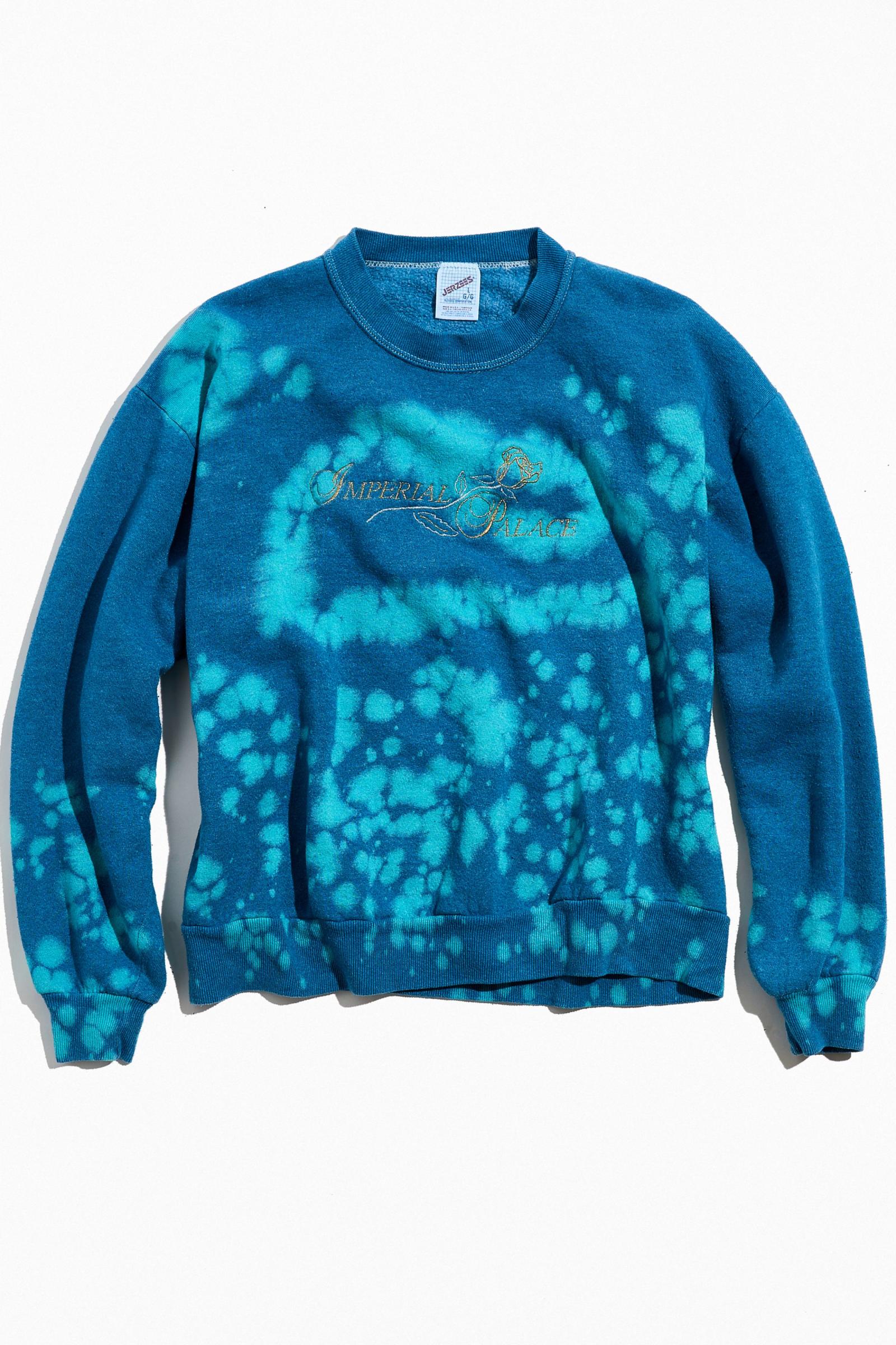 Vintage Bleach Splatter Overdyed Crew Neck Sweatshirt Urban