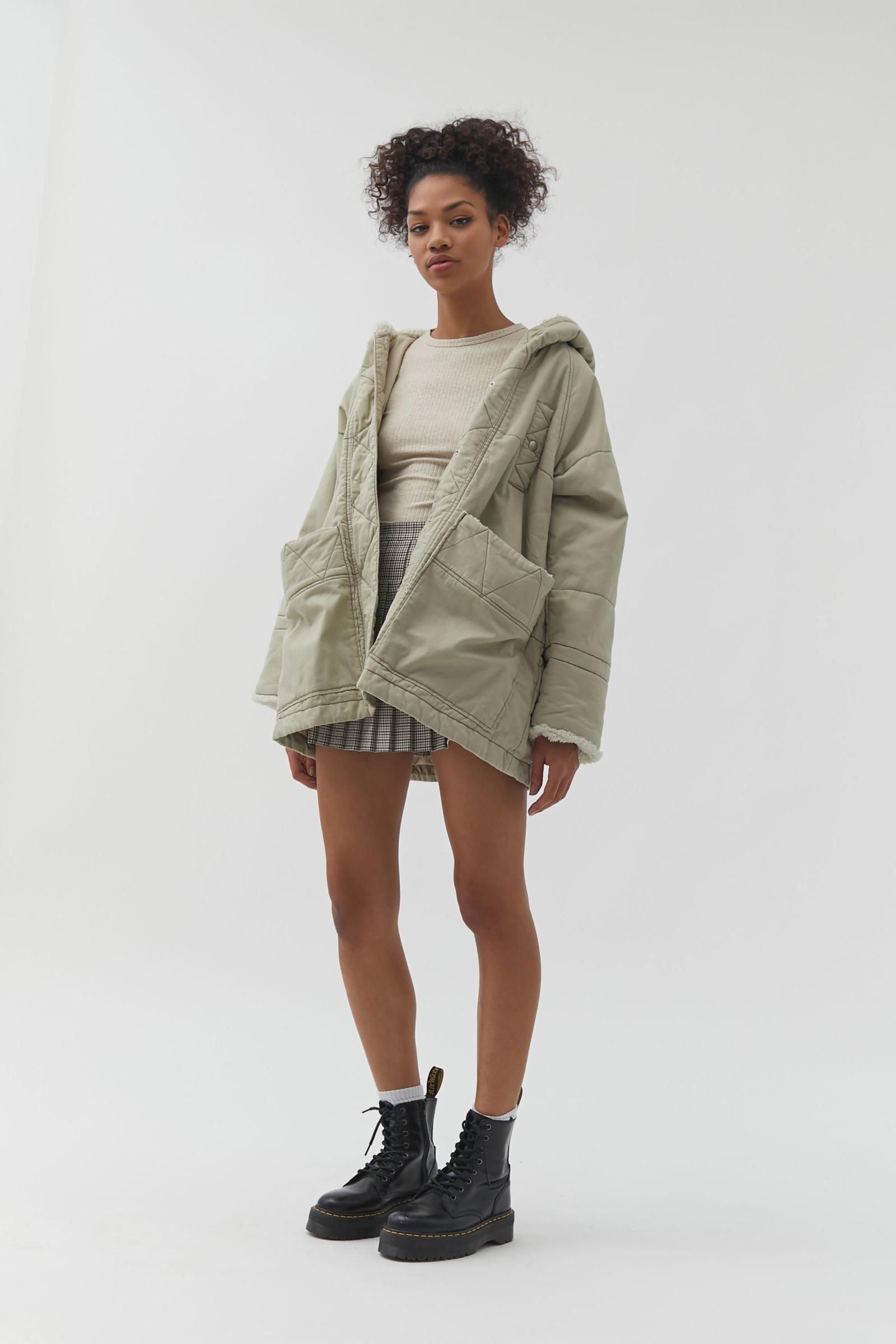 urban outfitters uo fiona 羊羔绒铺棉夹克