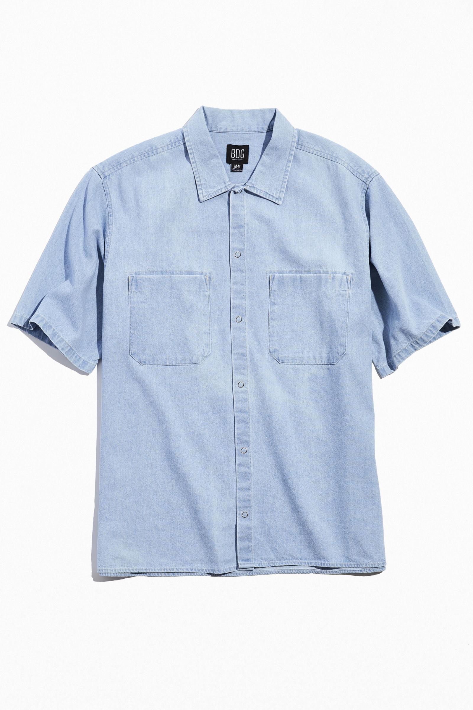 BDG Denim Short Sleeve Snap ButtonDown Shirt Urban Outfitters Singapore