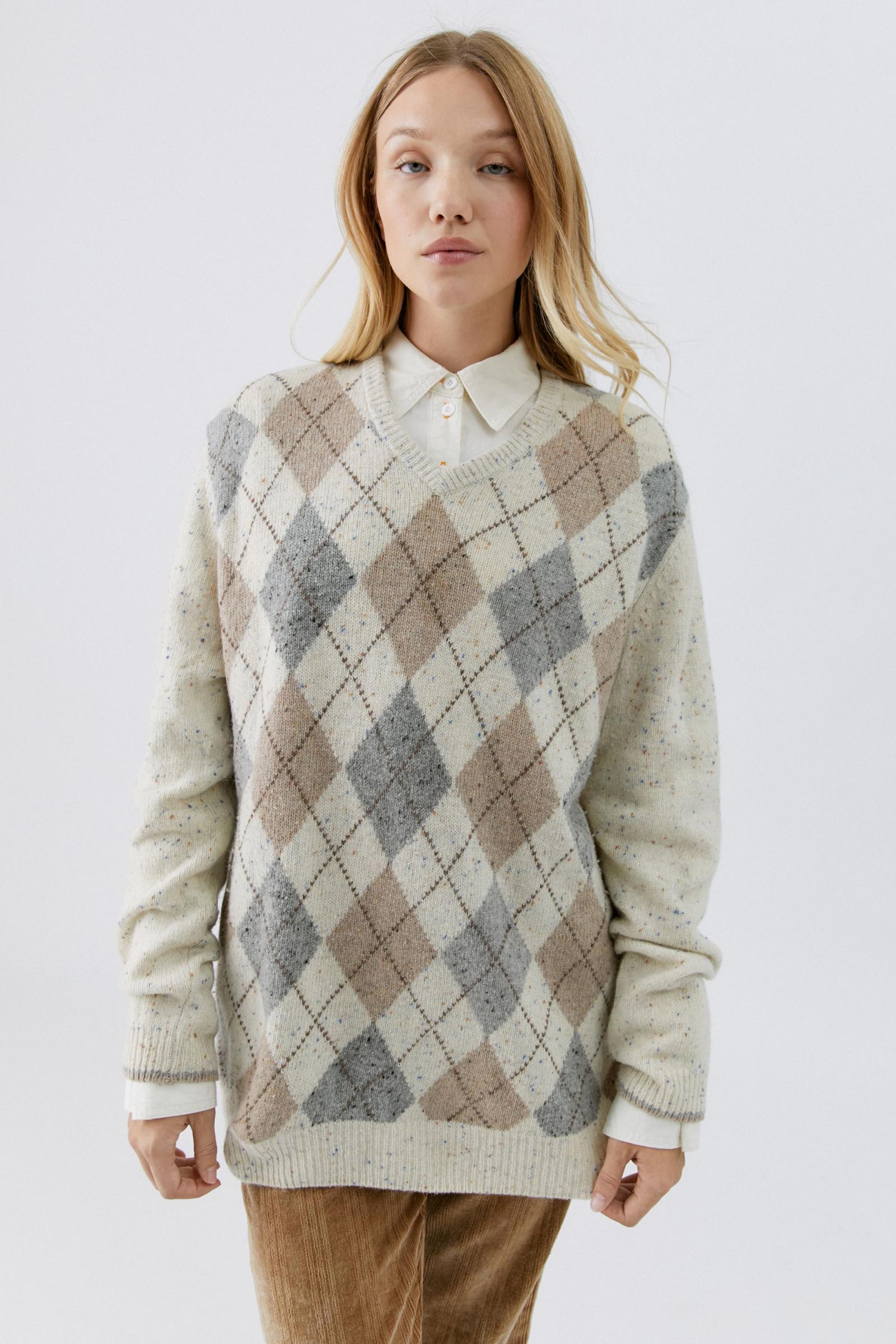 oversized argyle sweater