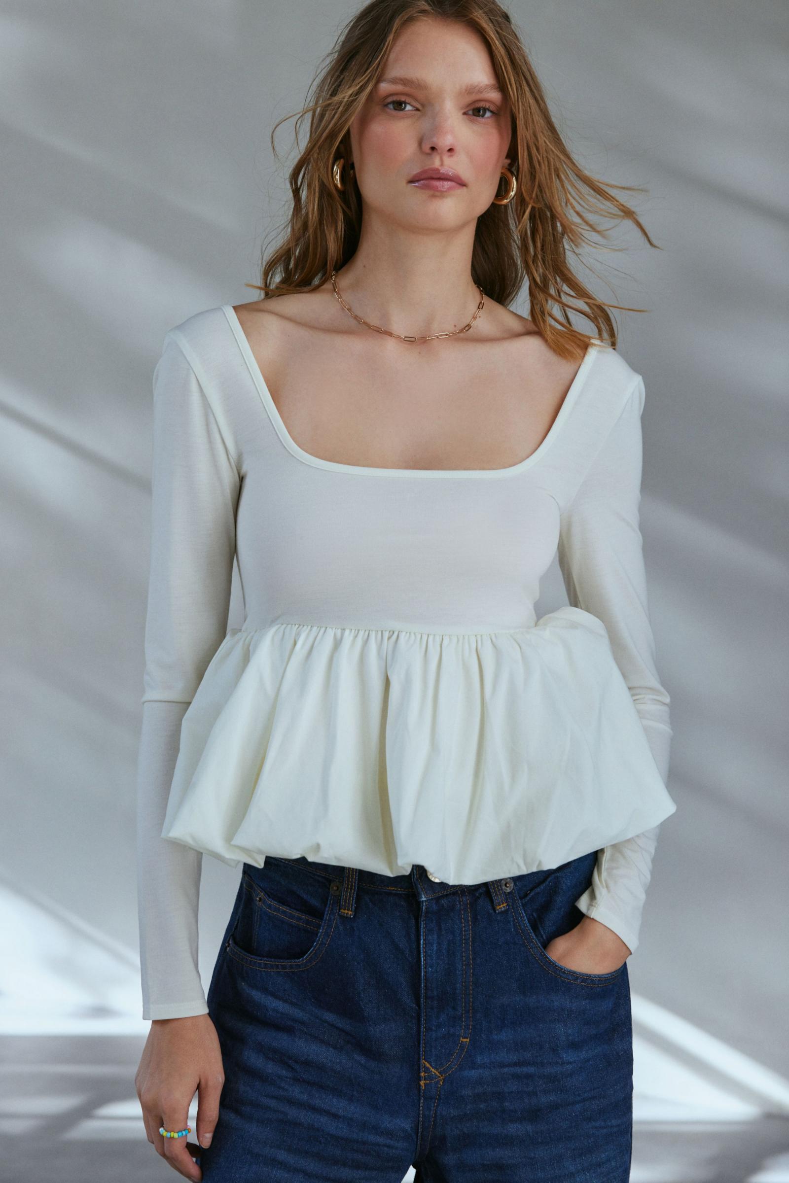 Silence + Noise Bubble Bottom Long Sleeve Top | Urban