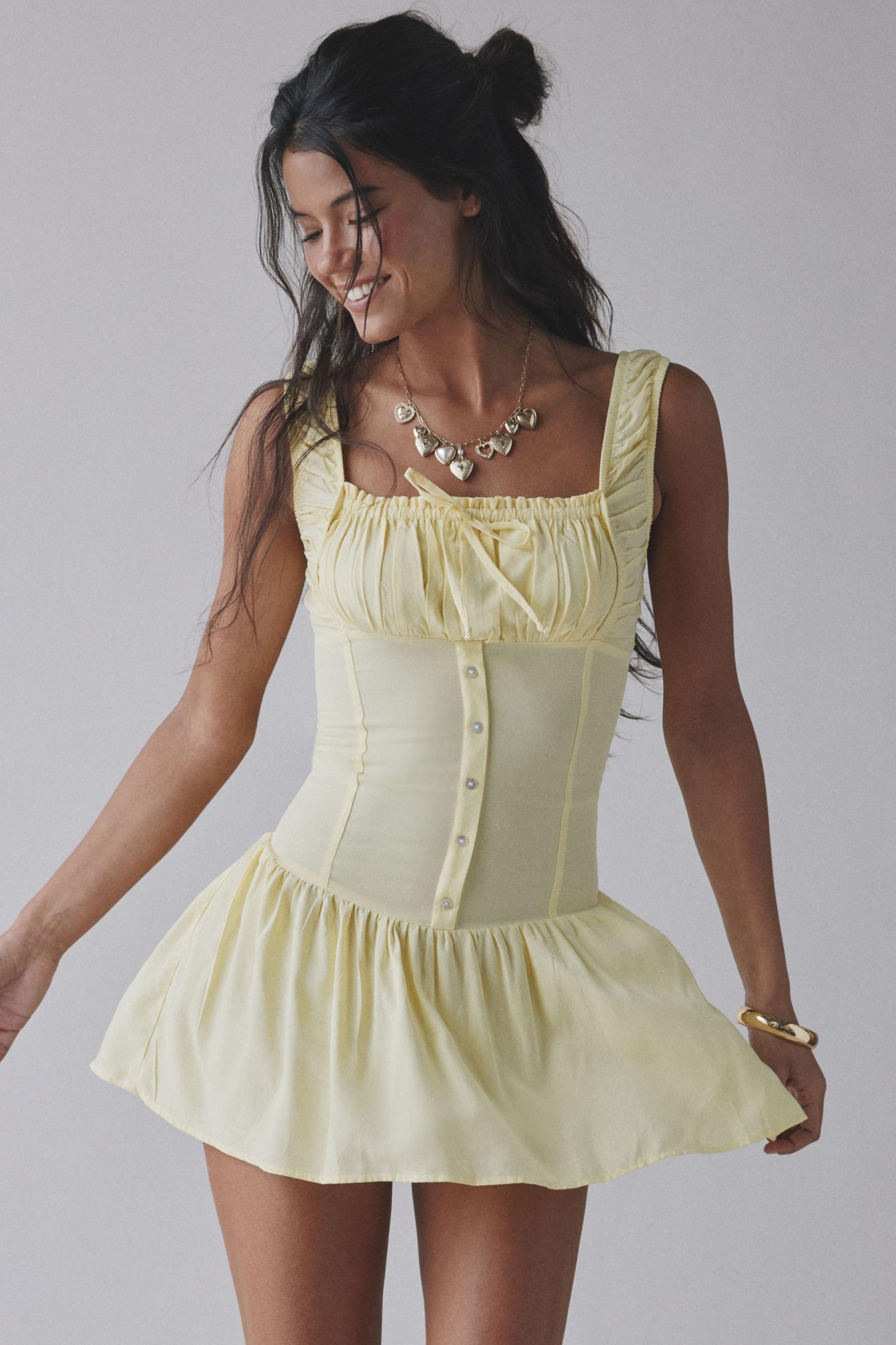 ワンピース Frankies Bikinis mini dress Christa Ruffle Mini Dress - Sunrose