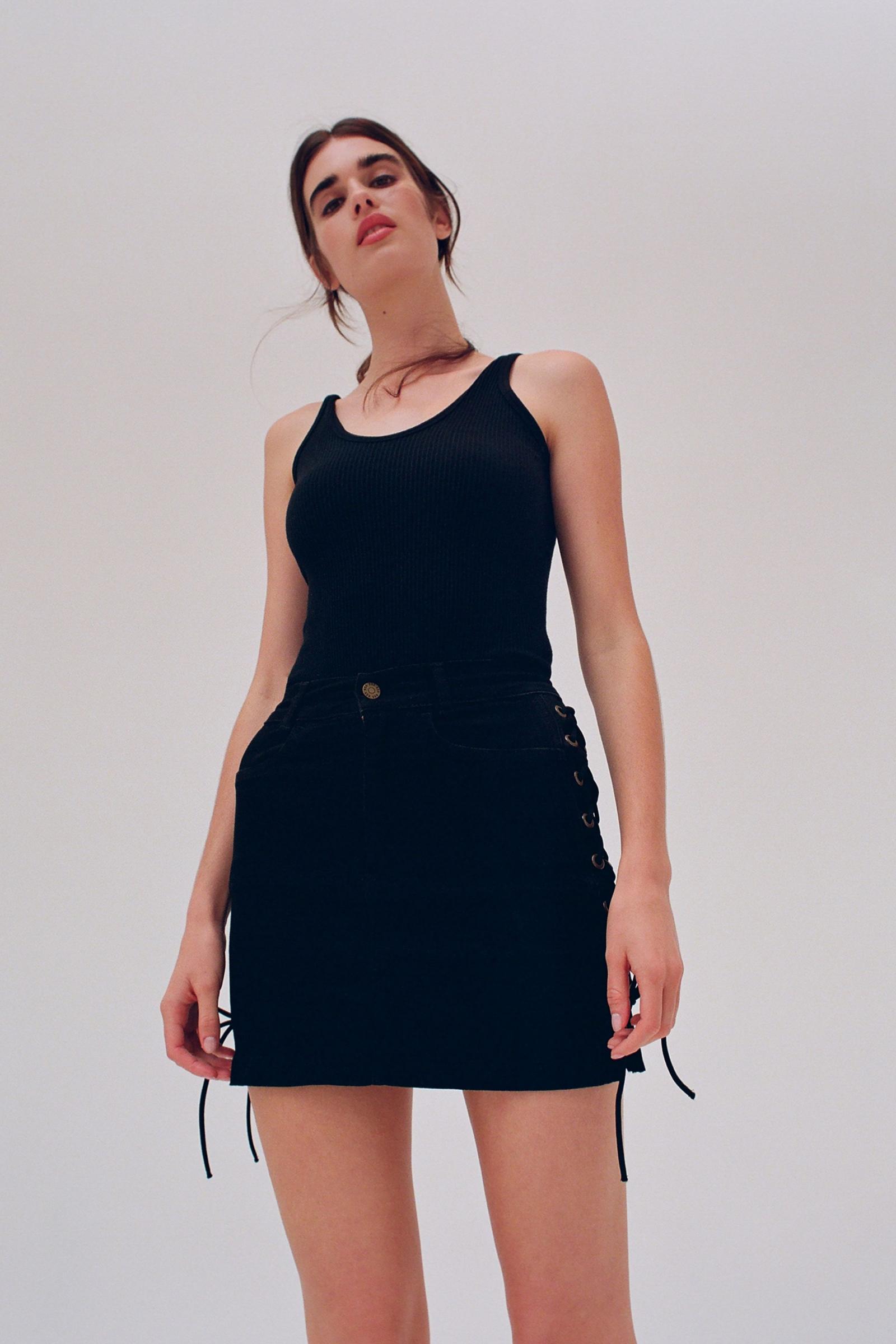 UO Denim LaceUp Mini Skirt Urban Outfitters Singapore