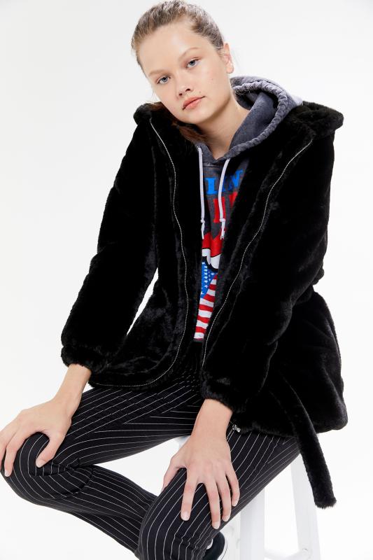 hooded fur robe