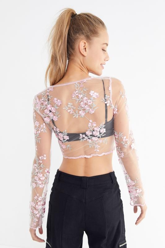 Lioness barbarossa sheer floral cropped top Outlet