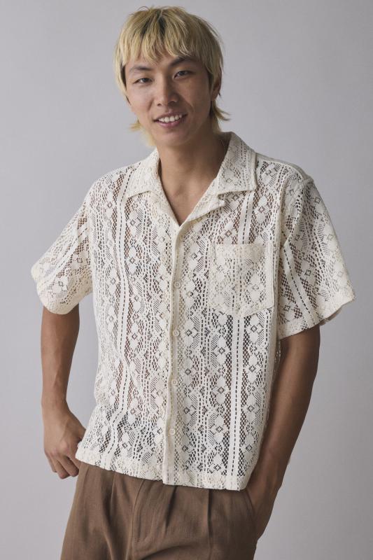 【U LAN】(UNISEX) Lace Printed Oversized Short Sleeved UO Liam Lace Short Sleeve Shirt | Urban Outfitters Taiwan