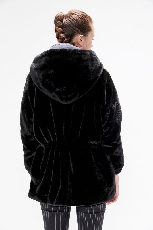 hooded fur robe