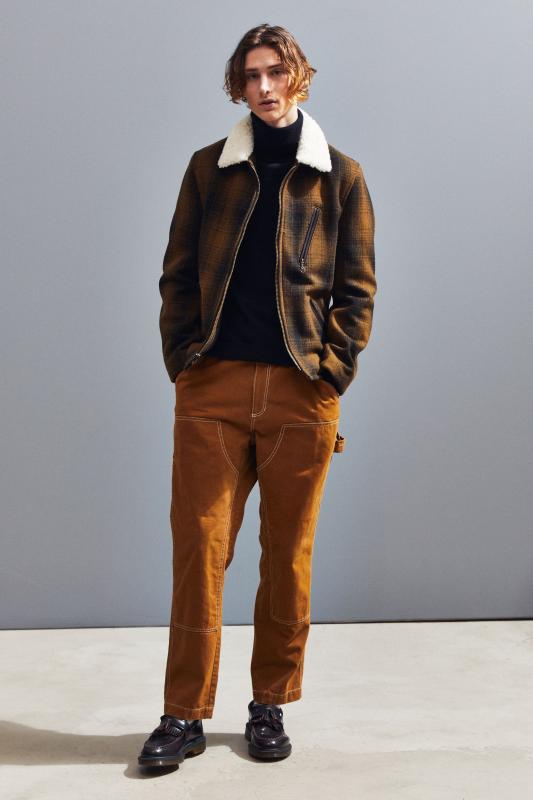 Schott Wool Plaid Car Coat Urban Outfitters Singapore