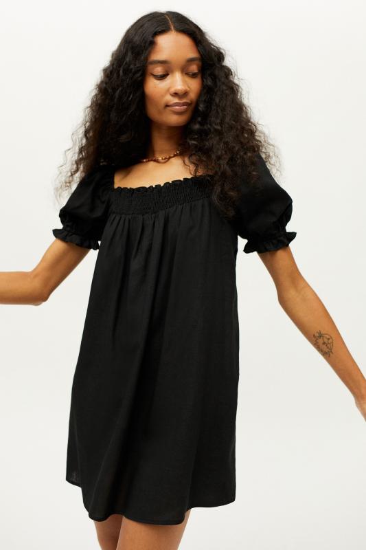 black linen smock dress