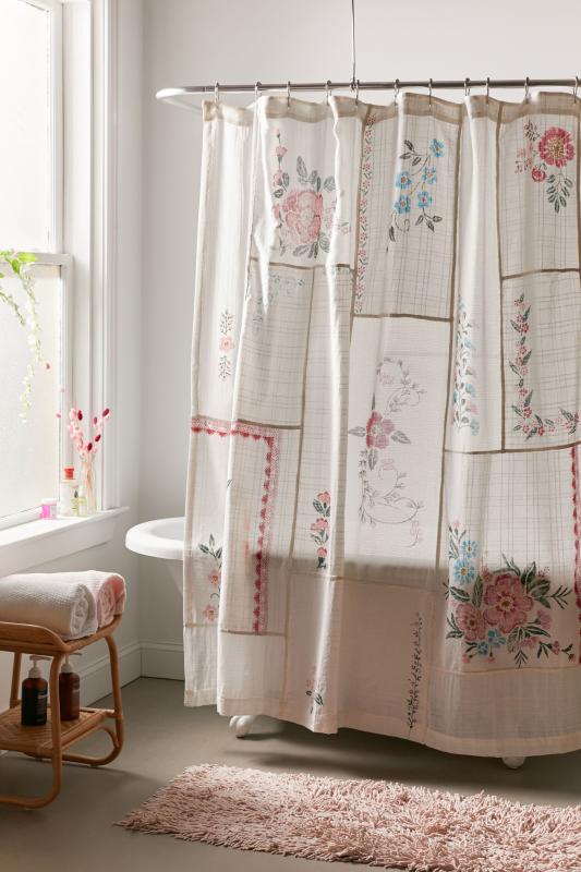 Coralie Patchwork Gauze Shower Curtain Urban Outfitters Singapore
