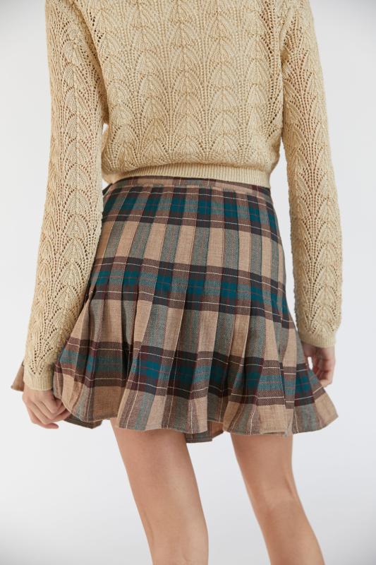 urban renewal recycled pleated plaid mini skirt