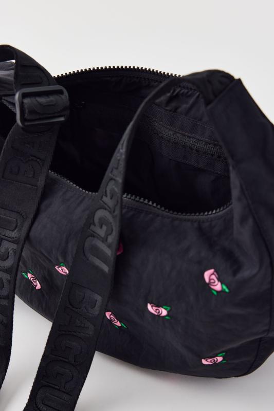 BAGGU UO Exclusive Rose Embroidery Medium Nylon Crescent Bag Urban Outfitters Australia