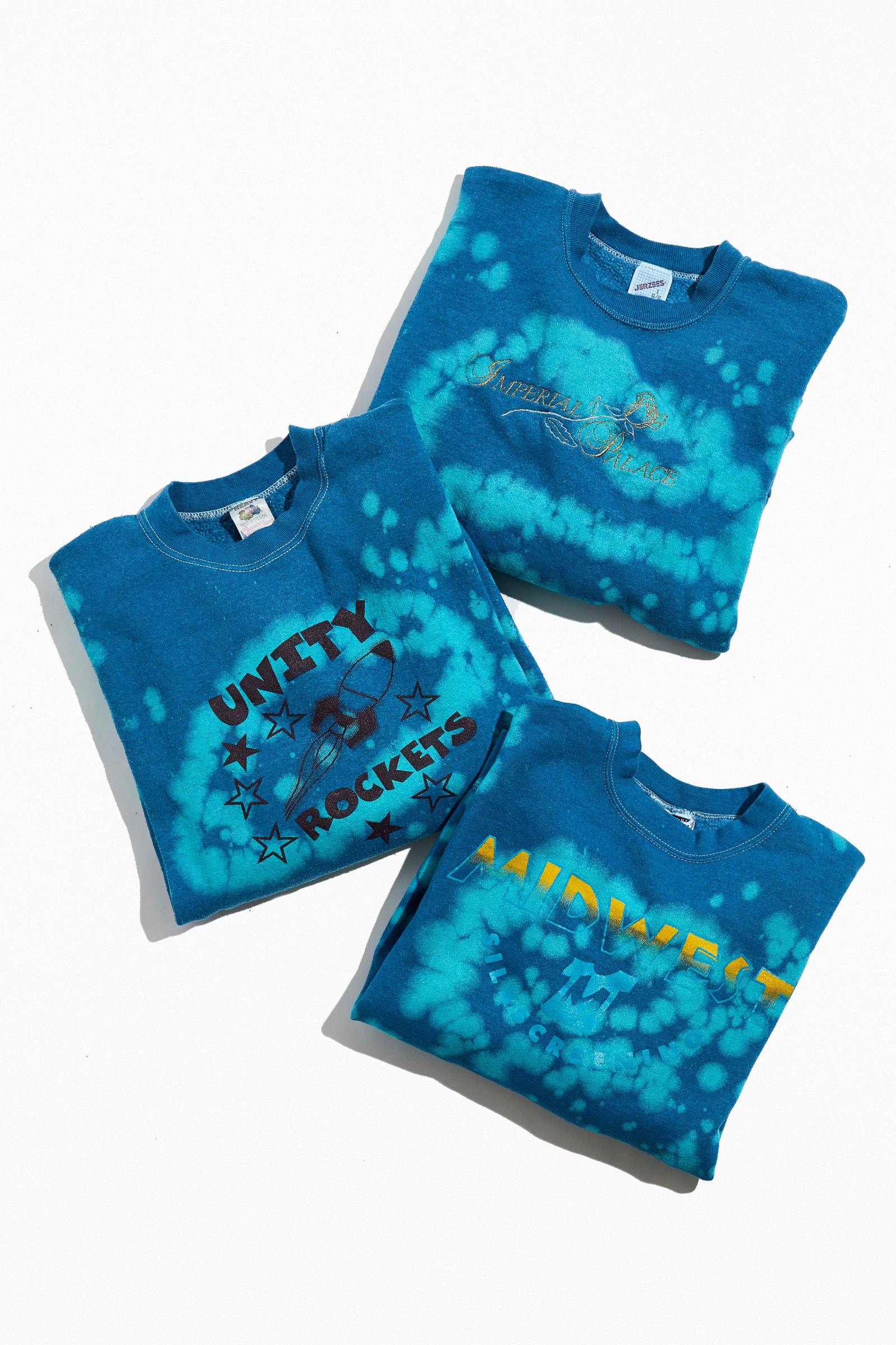 Vintage Bleach Splatter Overdyed Crew Neck Sweatshirt Urban