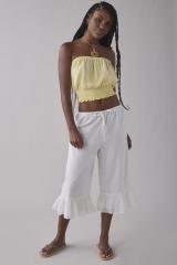 ★CRANK★FRILL STRING CAPRI PANTS_WHITE★正規品/韓国直送料込 FRILL STRING CAPRI PANTS_WHITE - 크랭크 CRANK
