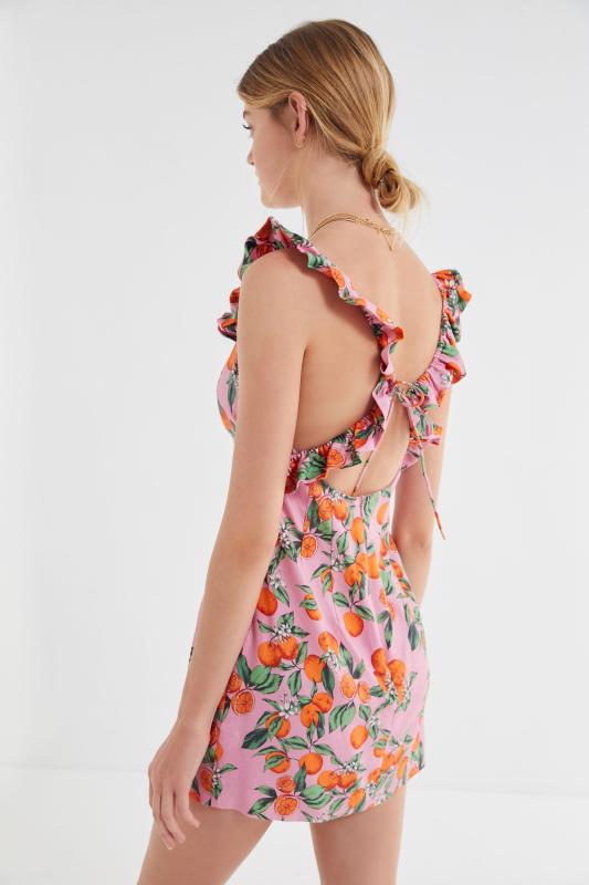 finders keepers aranciata ruffle strap dress