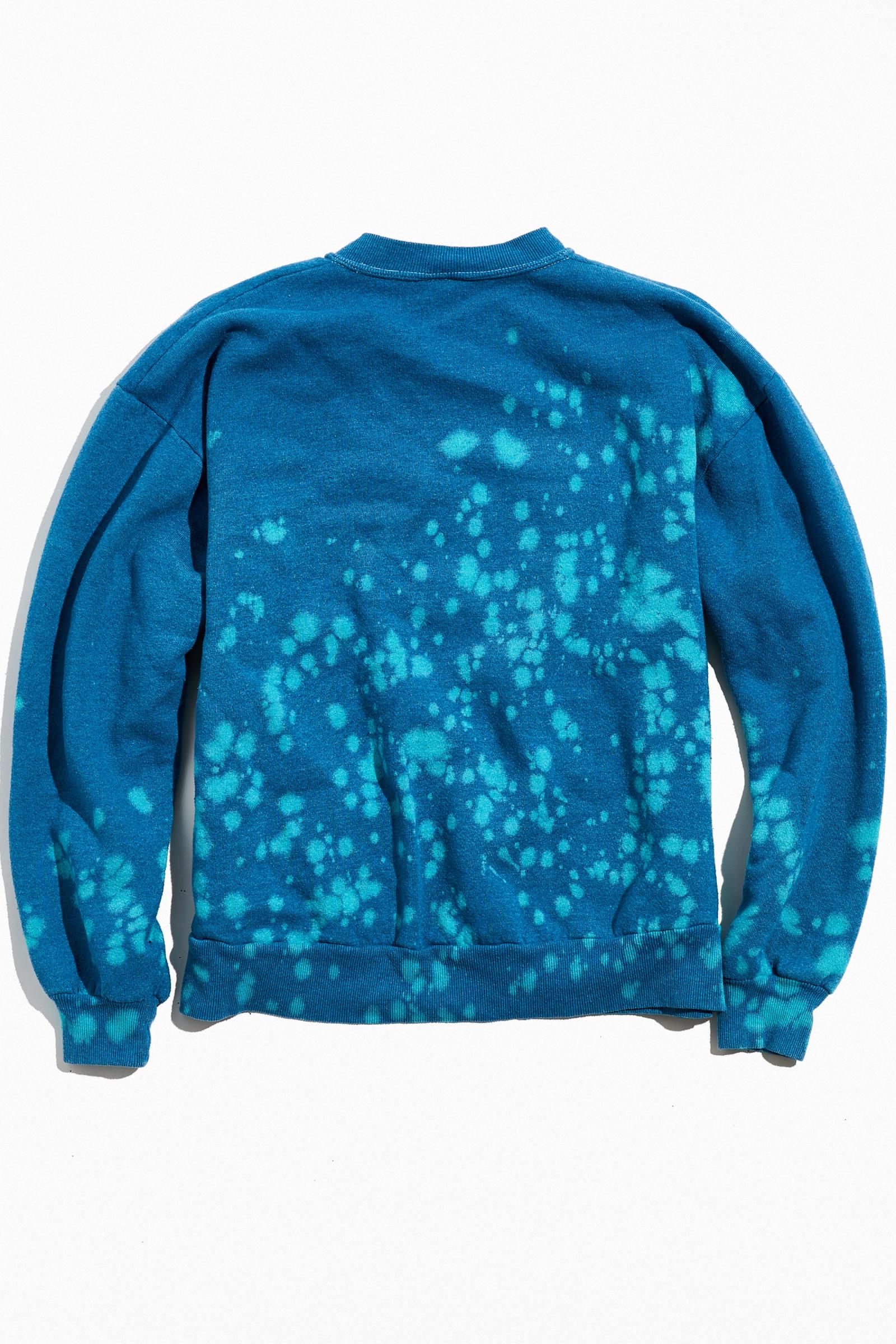Vintage Bleach Splatter Overdyed Crew Neck Sweatshirt Urban