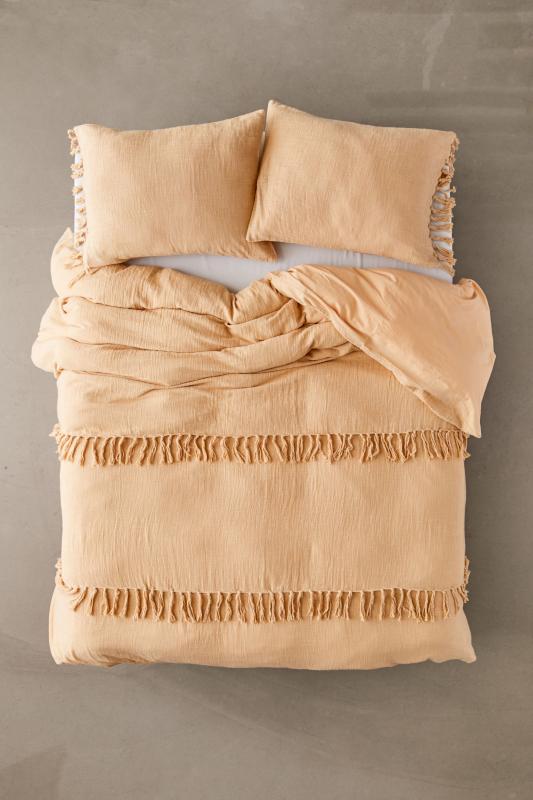 Luna Fringe Washed Slub Duvet Cover Urban Outfitters Australia