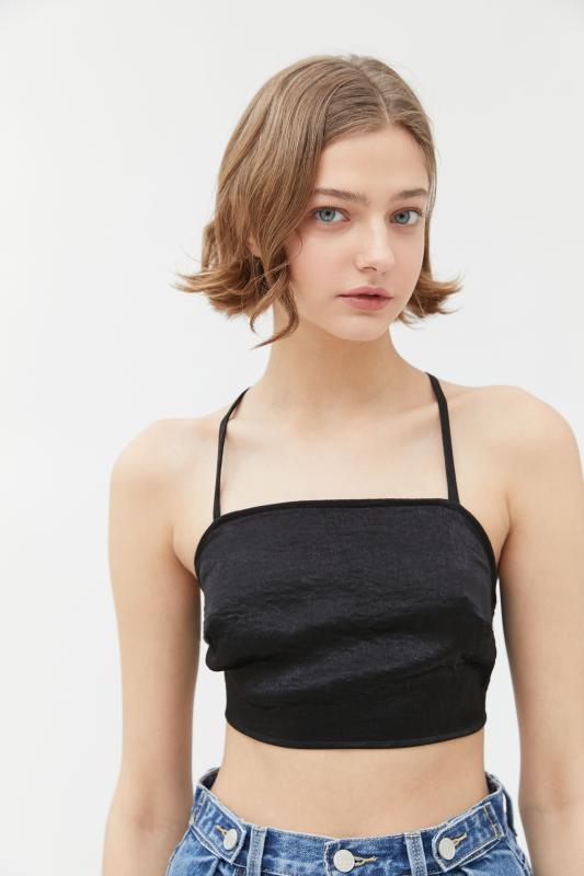 satin strappy back top