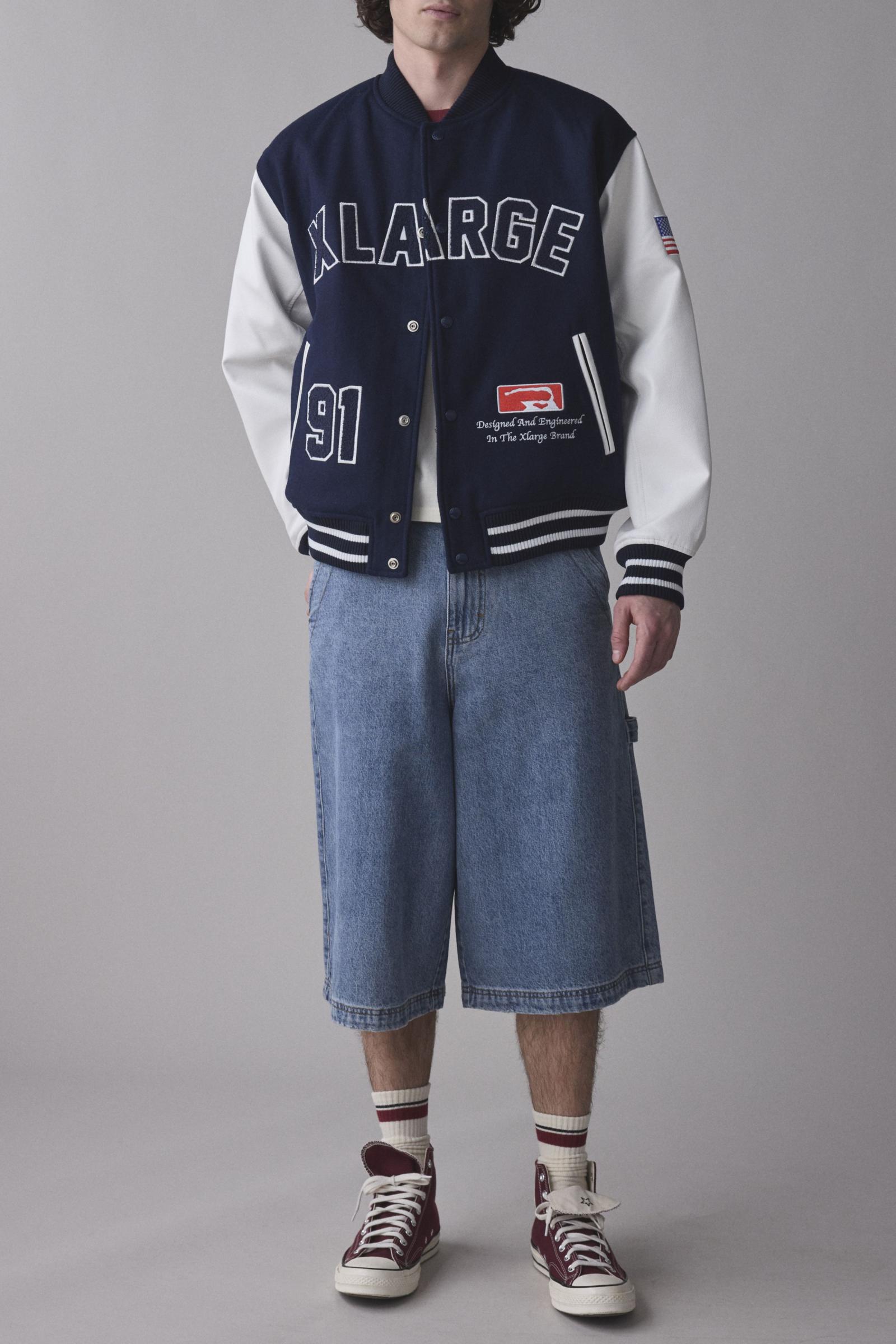 XLARGE OG LOGO VARSITY JACKET ネイビー