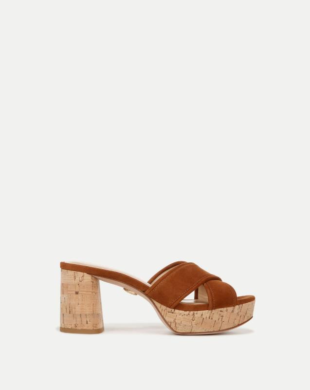 Veronica Beard Dory Platform Slide Sandal In Caramel